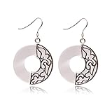  Sweet & Happy Girl\'s Store 8mm Ring White Cat Eye Perlen Silber Ohrh?nger Schmuck
