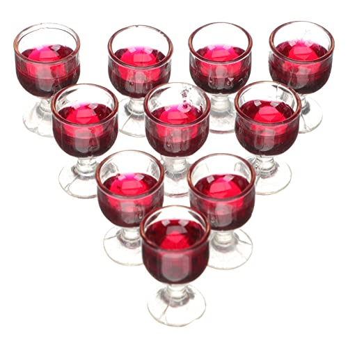 Luozzy 10Pcs Dollhouse Wine Glasses 1:12 Miniature Red Wine Goblet Cups Model For Dollhouse Ornament Mini Kitchen Decor Accessories #TOP5