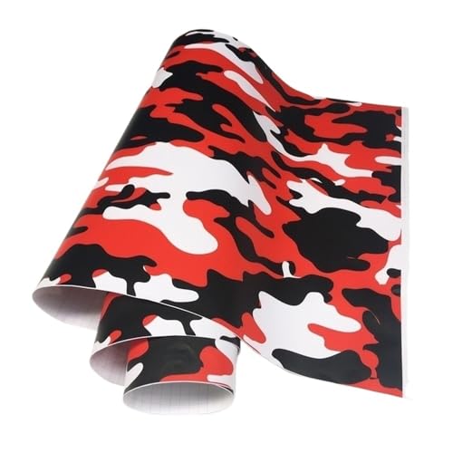 Lanshui - 1 calcomanía de vinilo de camuflaje para consola de bicicleta, laptop, scooter, motocicleta (rojo y negro, 50 x 100 cm)