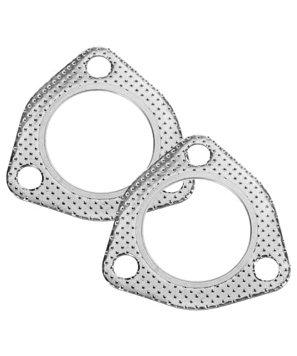 PAIYUE 2PCS Exhaust Gasket,Car Accessories 3-Bolt Header Gasket,Automotive Replacement Exhaust Pipe Connector Gaskets,Used for Piping Connections for Manifold,Header,Muffler (2inch)