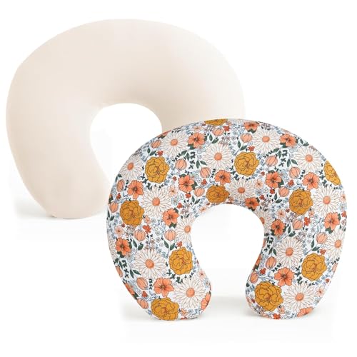 Image of KLWJFK Nursing Pillow for Breast Feedingand Bottle Feeding, Breastfeeding Pillows for Mom with Removable Cover and Breathable Filling, Feeding Pillow for 0-16 Months(Flower)