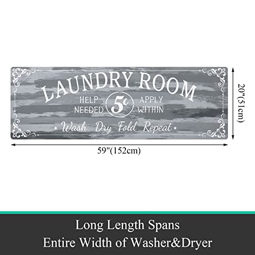 Pauwer Laundry Room Rug Runner 20"X59"Non Slip Waterproof Washing Machine Room Farmhouse Laundry Rugs And Mats For Washroom, Bathroom, Kitchen Decor (20"X59", Light Gray) #TOP1