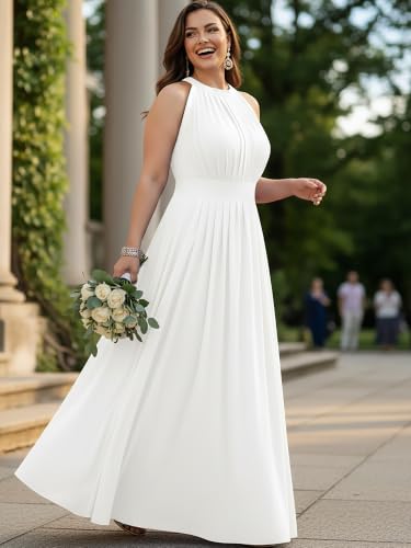 Image of KOH KOH Womens Long Sleeveless Halter Bridesmaid Wedding Guest Maxi Dress