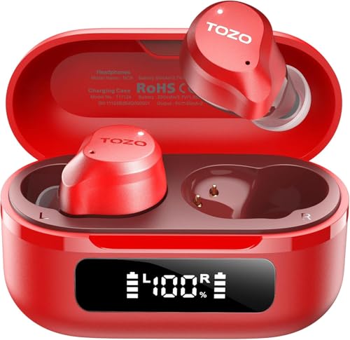 Image of TOZO NC9 Hybrid Active Noise Cancelling Wireless Earbuds, 6 Mics ENC Clear Call, IPX8 Waterproof, in Ear Bluetooth 5.3 Headphones Stereo Bass Ear Buds 60H Playtime with LED Display 32 EQs via APP