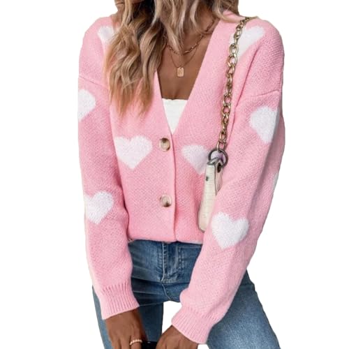 トップス HEART LAME KNIT CARDIGAN TOP Alsol Lamesa Women's Long Sleeve Cute Cardigan Sweaters V