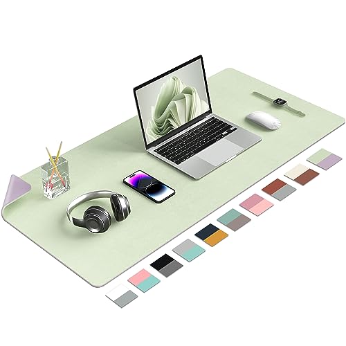 Image of Desk Mat Large Protector Pad - Multifunctional Dual-Sided Office Desk Pad,Smooth Surface Soft Mouse Pad, Waterproof Desk Mat for Desktop, Pu Leather Desk Cover for Office /Home(Matcha, 36 inch x 17 inch)