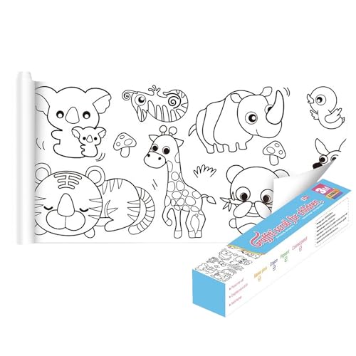 Coloring Poster for Kids Color Drawing, Children's Drawing Roll Self-Adhesive Drawing Scroll, DIY Color Painting Paper Roll Early Educational Toys for Kindergarten Baby Toddlers 10FT (AGE 3+), blue