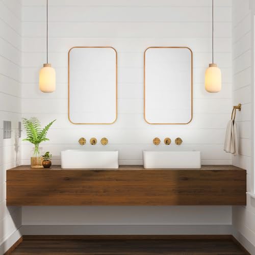 Flyrose White Dome Pendant Lights Kitchen Island Milk Glass Globe Pendant Light Ribbed Flush Mount Ceiling Light Mid Century Modern Dining Room Lighting (2 Pack) by Flyrose - Image 5