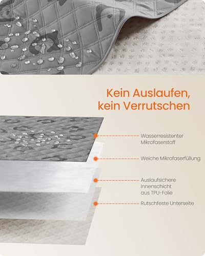 Feandrea wasserdichte Hundedecke, Decke, 208 x 132 cm, Autoschondecke für Haustiere, Sofaschutz, maschinenwaschbar, rutschfeste Unterseite, Stepp-Design, Taubengrau PPB027G01