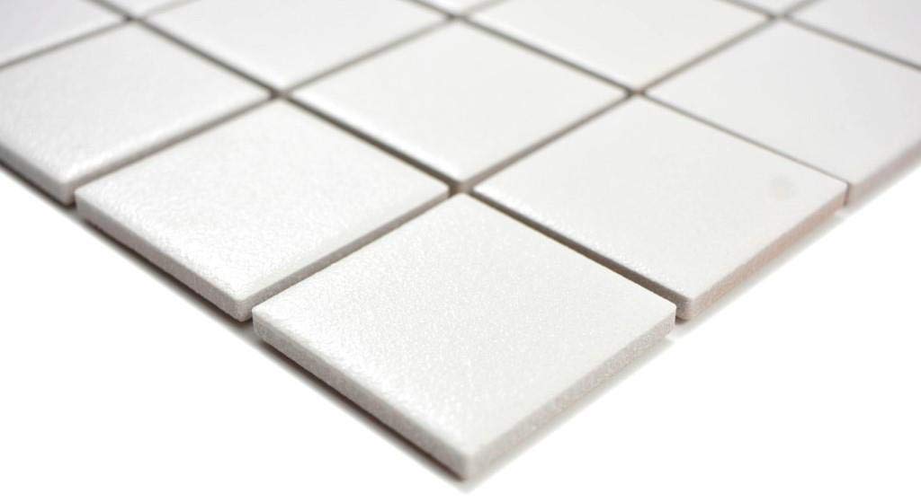 Azulejos de mosaico de cerámica, cerámica, color blanco, azulejos de baño, plato de ducha, 10 alfombrillas de mosaico