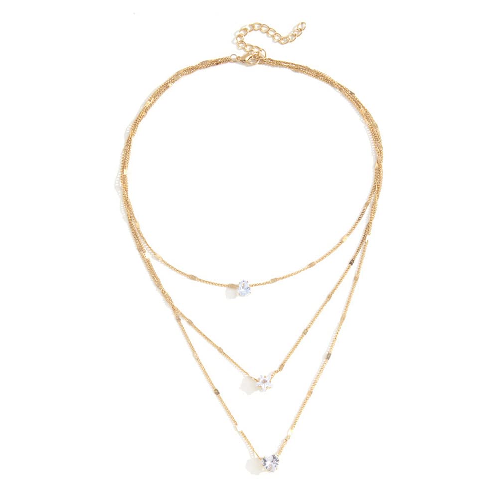 Stylish Multilayer Chain Pendant Necklace for Women and Girls (rrsd14512np), Gold