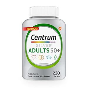 Centrum Silver Multivitamin for Adults 50 Plus, Multivitamin/Multimineral Supplement, Vitamin D3, B Vitamins, Gluten Free, Non-GMO Ingredients, Supports Memory and Cognition in Older Adults – 220 Ct