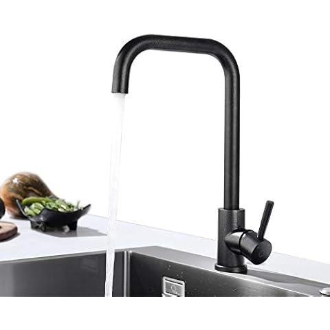 Grifo de Cocina Negro Perla Mezclador de Fregadero Giratorio Flexible de 360° Cover