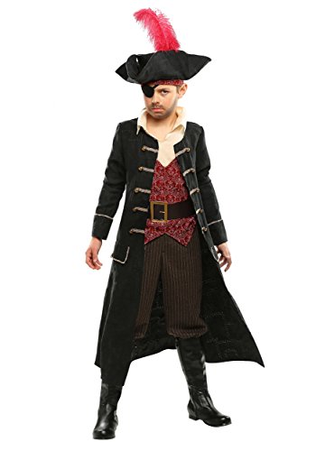 Fun Costumes Boys Pirate Captain Halloween Costume | Kids Pirate Outfit with Jacket, Pants, Shirt & Vest, and more | Ideal for Dress-Up - Black, Large