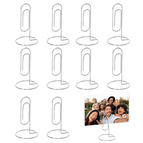 10x porte-photos de table en métal anti-chute avec structure robuste