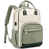 Laptop Backpack for Women Teen Girls: 15.6 inch School Backpack with USB Charger Waterproof College Bookbag Casual Daypack Computer Backpack for Work Travel Backpacks for Teacher Nurse Light Green