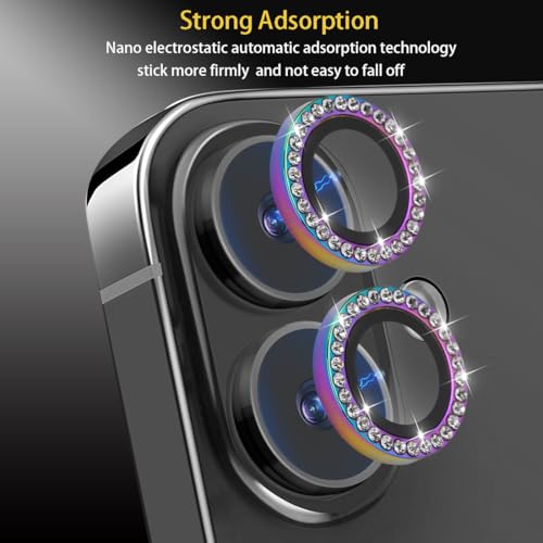 Rayorcon Camera Lens Protector for iPhone 16 & iPhone 16 Plus, Tempered Glass Lens Protector Aluminum Alloy Ring Camera Cover Fits for iPhone 16/iPhone 16 Plus (Diamond Colorful) by Rayorcon - Image 4