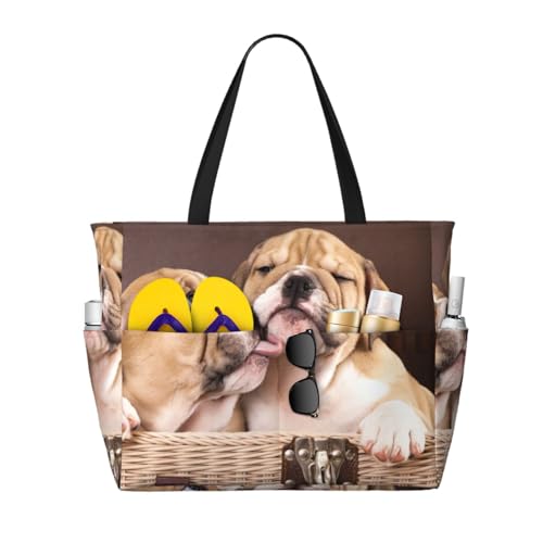 Sac de plage bouledogue anglais cabas tendresse pour femme parfait pour illuminer votre quotidien
