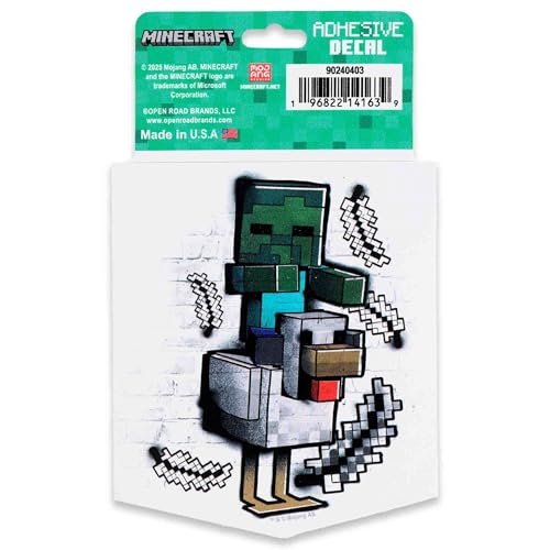 Image of Minecraft Sketched Chicken Jockey Adhesive Vinyl Decal - Fun Minecraft Sticker for Water Bottle or Laptop
