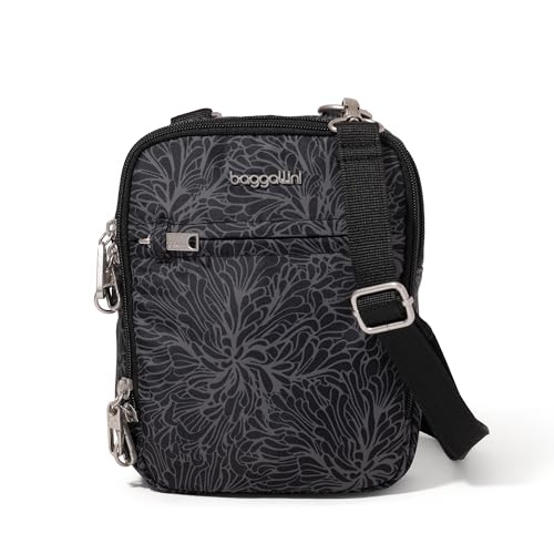 Baggallini Securtex Anti-Theft Mini Everything Crossbody Bag, 6.3"x8.25" RFID, Locking Zippers & Cut-Resistant Strap