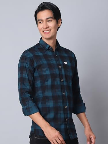 Image of Majestic Man Comfort Cotton Slim Fit Checked Casual Shirt for Men