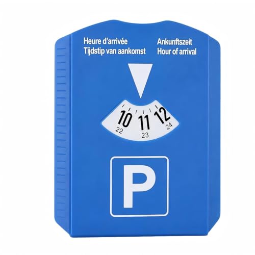 FMPXYYA Disque Horaire Bleu Maxi Modèle Luxe ABS Soft Touch 12 x 15,5 cm Parking Heure d’Arrivée Lisible Multilingue Accessoire Auto Compatible Europe...