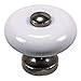 Gedotec Bouton de Porte Meuble - Poignée en Fer Blanc Vieilli et Porcelaine Blanche - Bouton de Meuble, Armoire, Placard et Tiroir - Design Vintage - avec Vis M4 x 25 mm - Diamètre 35 mm - 1 Pièce