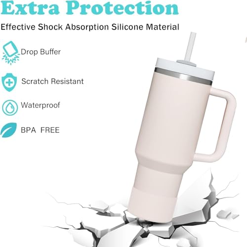 4 sztuki silikonowych mankietów do Stanley Tumbler Quencher Adventure 40oz, IceFlow 20oz / 30oz Hydro Flask 12oz/21oz/24oz, Tumbler Bottom Protector z gumą, do samochodu i codziennego użytku