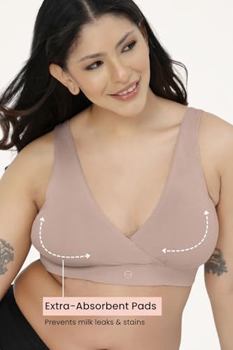 Image of ZELENA Maternity Padded Bra | Removable Cups, Broad Waistband | Soft Stretchable Modal Fabric | Easy Pull Nursing Bra for Pregnancy and Breastfeeding
