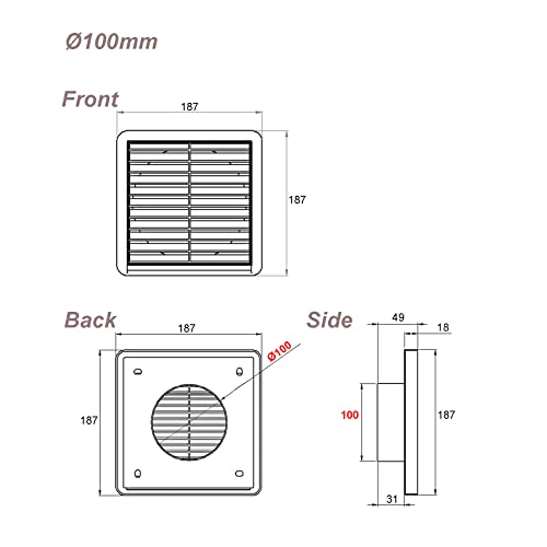 GEFONG Griglia Ventilazione a Lamelle 4 Pollici