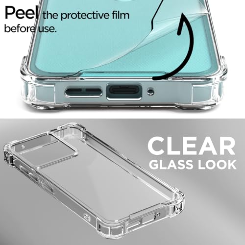 Image of Amazon Basics Back Cover for Moto Edge 60 Fusion 5G PC + TPU Clear Transparent Raised Edges Shockproof Protective Phone Bumper Case(Transparent)