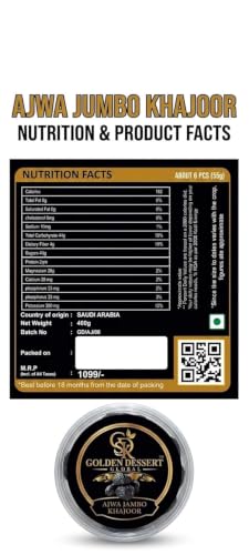 Image of Golden Dessert Global Premium Ajwa Jumbo Dates & Mabroom Premium Dates Combo Pack | Natural Seeded Khajoor | No Added Sugar | Rich in Fiber, Vitamins & Minerals | Healthy Dry Fruit Snack | Premium Quality