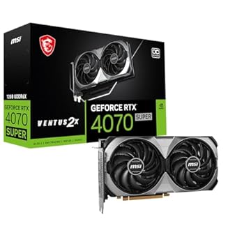 MSI Placa gráfica Gaming RTX 4070 Super 12G Ventus 2X OC (NVIDIA RTX 4070 Super, 192 bits, relógio extremo: 2520 MHz, 12 GB GDRR6X 21 Gbps, HDMI/DP, arquitetura Ada Lovelace)