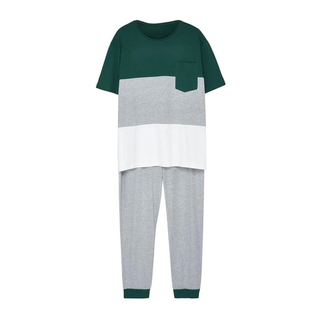 Pyjama court homme bicolore assorti ensemble décontracté 2 pièces