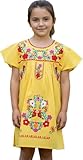 YZXDORWJ Girl Mexican Embroidered Dress Traditional Floral Short Sleeve (G20Y-150)
