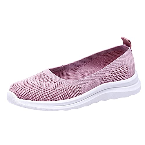 4001 Zapato Abotinado Mujer Mesh Color Sneakers Breathable Outdoor Sólidos Zapatos Deportivos Running Women's Sneakers Zapatillas Deporte Mujer De (Pink, 37) Cover