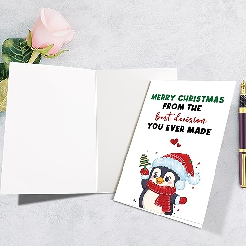 Supoeguk Cartão de Natal doce para ele e ela, cartão de feriado engraçado para esposa marido, Feliz