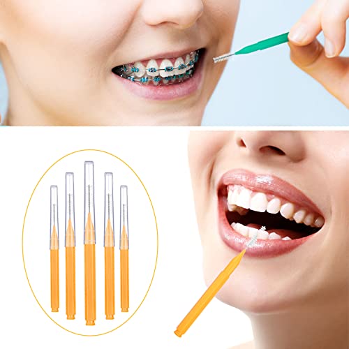Image of Patelai 100 Pieces Braces Dental Brush for Cleaner Interdental Toothpick Dental Tooth Flossing Head Oral Hygiene Flosser Toothpick Cleaners Tooth Tool(Delicate Colors,Plenty Sizes)