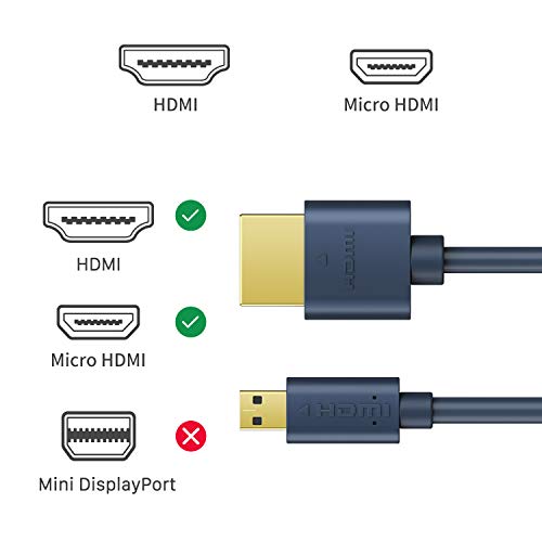 Micro Hdmi To Hdmi Cable, Cabletime High Speed 4K 60Hz Male To Male Hdr Hdmi 2.0 Adapter, Ethernet Audio Return Compatible For Gopro Hero 7 Black 6 Hero 5, Camera, Asus Zenbook Laptop 6Ft #TOP1