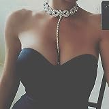 Xerling Rhinestone Choker Necklace Crystal Tassel Necklace Wedding Bridal Choker Fancy Iced out Jewe