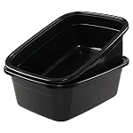 2-Pack 18 Quart Plastic Wash Basin Tub, Rectangular Dishpan Black