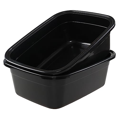 2-Pack-18-Quart-Plastic-Wash-Basin-Tub-Rectangular-Dishpan-Black 2-Pack 18 Quart Plastic Wash Basin Tub, Rectangular Dishpan Black - Image 1