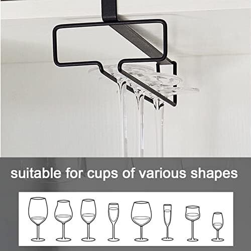 SZHTFX 2 Pack Wine Glass Holder Hanger Under Cabinet Wine Glass Rack No Drilling Hanging Champagne Goblets Storage Organiser,Black