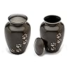 Pet Urn Ottillie Paws Legacy Memorial Pet Cremation Urns for Dogs and Cats Ashes Hand Carved Brass Memory Keepsake Urn Ebony Vertical Pewter Paws Medium