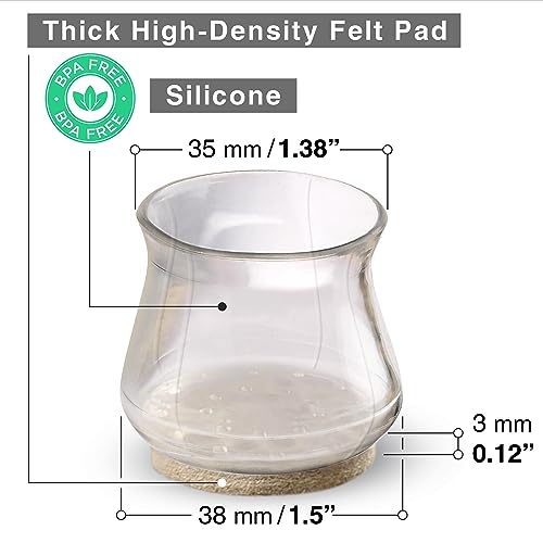 16 Pcs Chair Leg Floor Protectors With Felt Pads X-Protector - 1.2" - 2" - Furniture Pads For Hardwood Floors - Clear Chair Pads - Floor Protectors For Chairs - Beige Chair Leg Covers - Protect Floors #TOP3