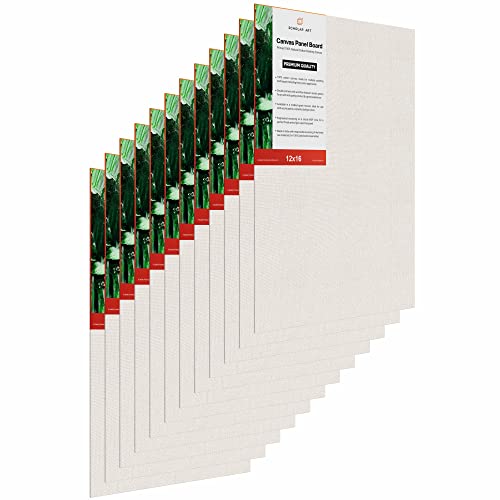 Image of Scholar Art Hobby Series 04 Oz (230 GSM) 100% Cotton Canvas Panel Board for Painting (White Blank Canvas Boards for Acrylic Paint, Oil Paint, Wet & Dry Media) | 12 inchx16 inch (30x40 cm), Pack of 12