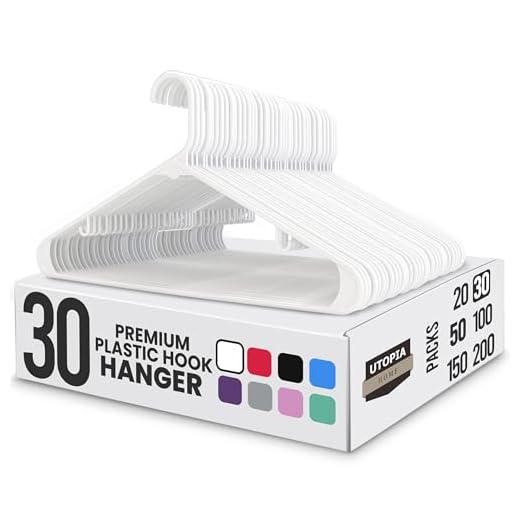 Utopia Home Plastic Hangers 30 Pack - Clothes Hanger with Hooks - Durable & Space Saving Coat Hanger - Heavy Duty White Hangers for Coats, Skirts, Pants, Dress, Etc.