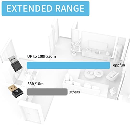 eppfun USB Bluetooth 5.2 Audio Transmitter for Connecting Bluetooth Headphones to PS4/PS5/Switch/PC, Qualcomm APTX- Adaptive Low Latency Wireless Audio Adapter (Only for Audio)