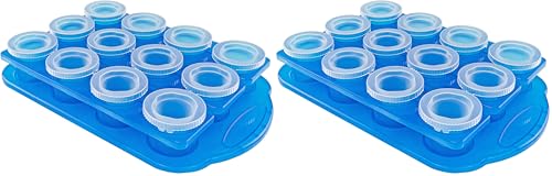 Fairly Odd Novelties 12pc Set-Add Water & Freeze to Make Ice Shot Glasses-Includes Serving Tray, One Size, Blue,FON-10051 (Pack of 2)