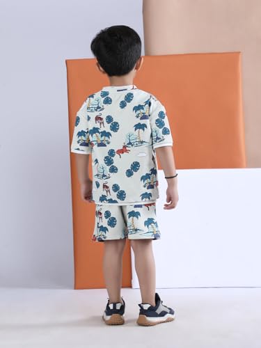 Image of POLKA TOTS 100% Pure Cotton T-Shirt and Shorts Combo For Boys | Summer Dress & Beach Wear for Boys and Toddlers | Breathable Premium Fabric Co-Ord Set Kids | Relaxed Fit Casual Summer Outfit for Kids
